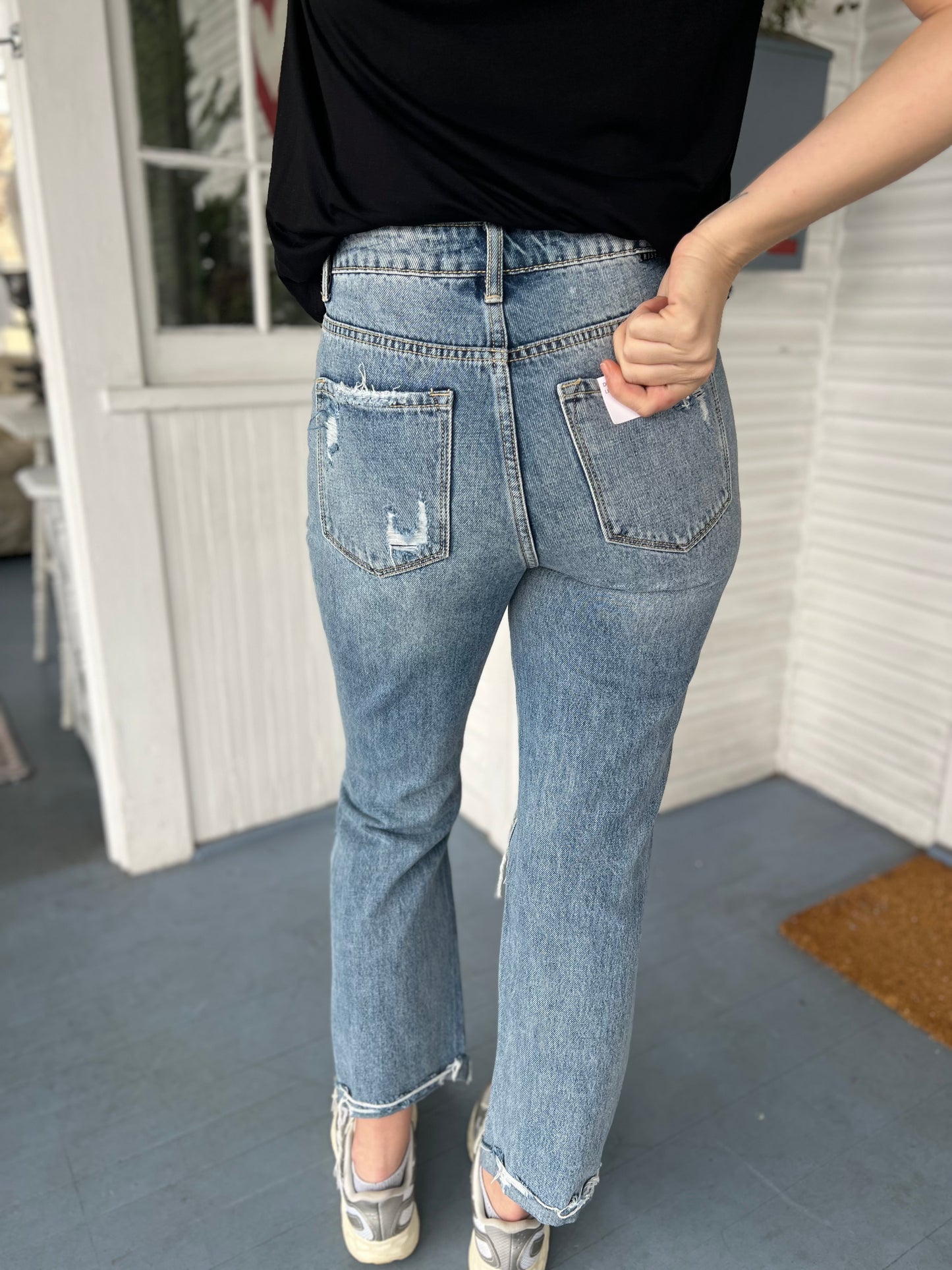 High Rise Crop Destroyed Jeans