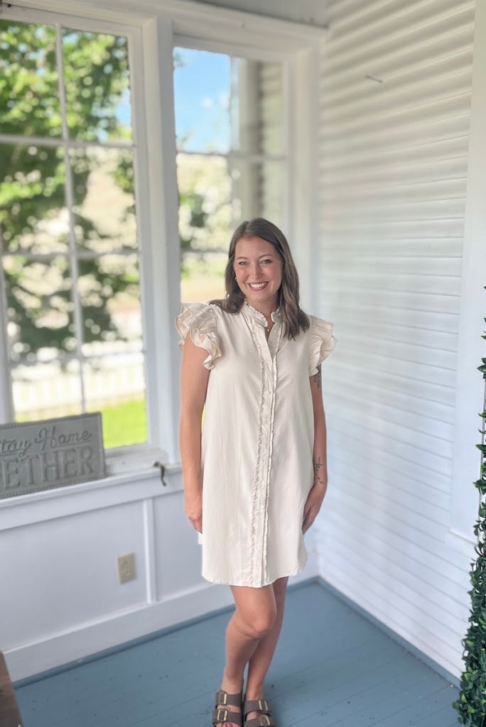 Cream Ruffle Dress