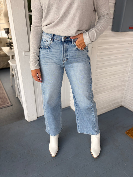 High Rise Adjustable Waist Barrel Jeans
