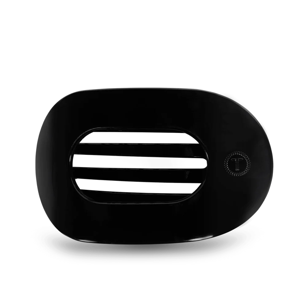 Jet Black Flat Round Hair Clip