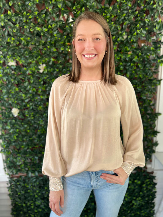 Sequin Cuff Blouse