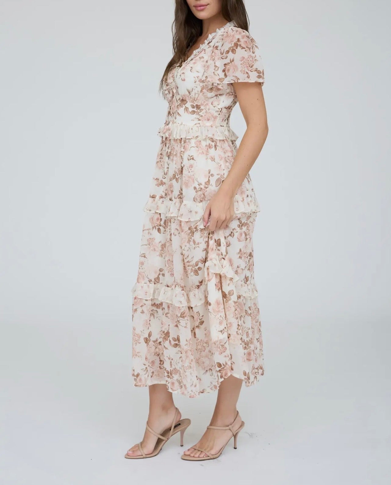 Floral Ruffle Tier Midi Dress