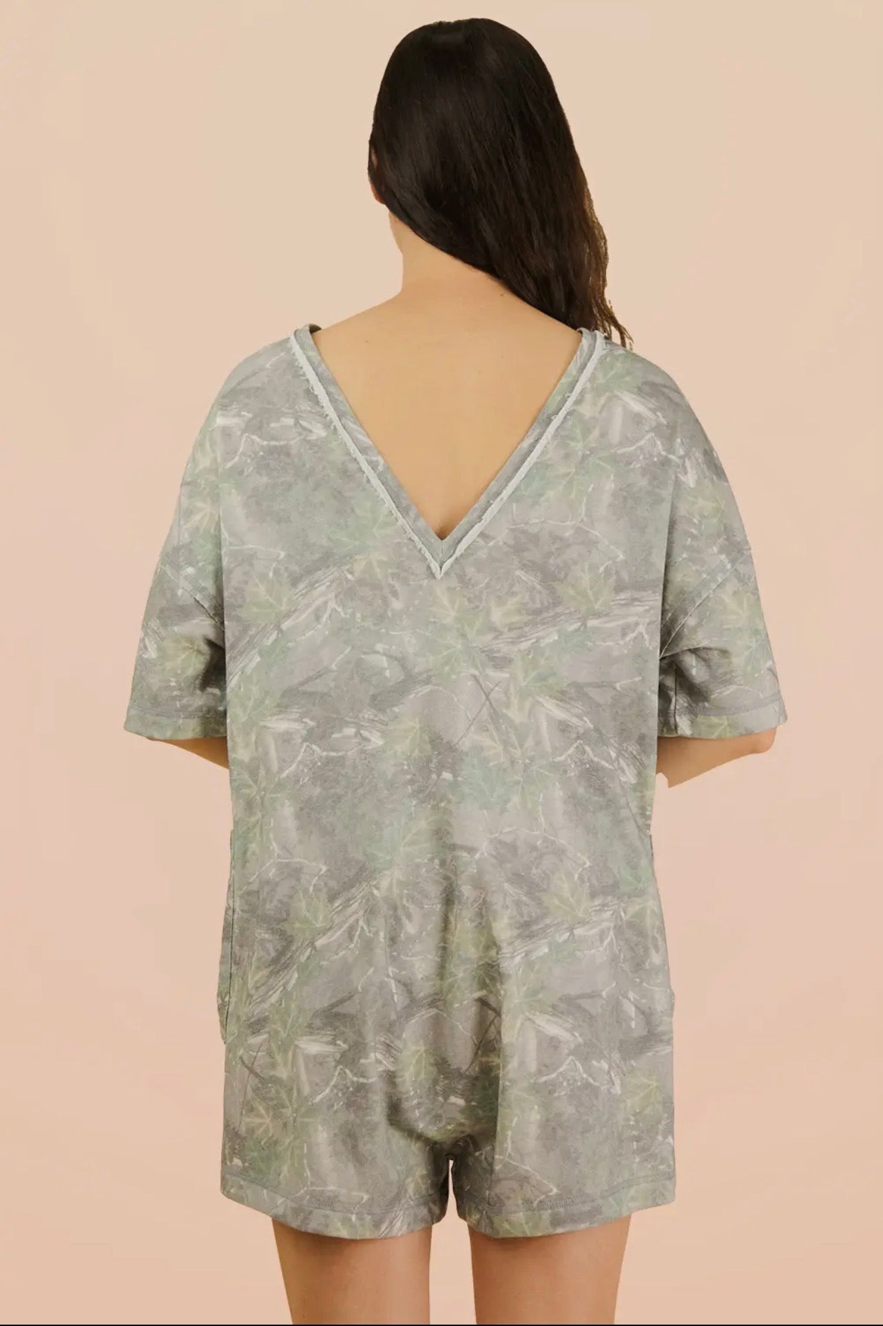 Camo Back V Flowy Romper