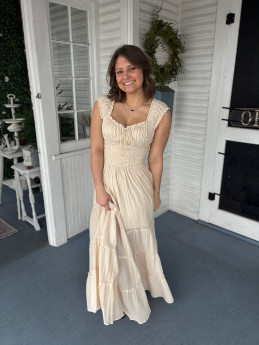 Cap Sleeve Textured Maxi