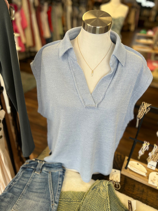 Cap Sleeve Vneck Sweater Vest