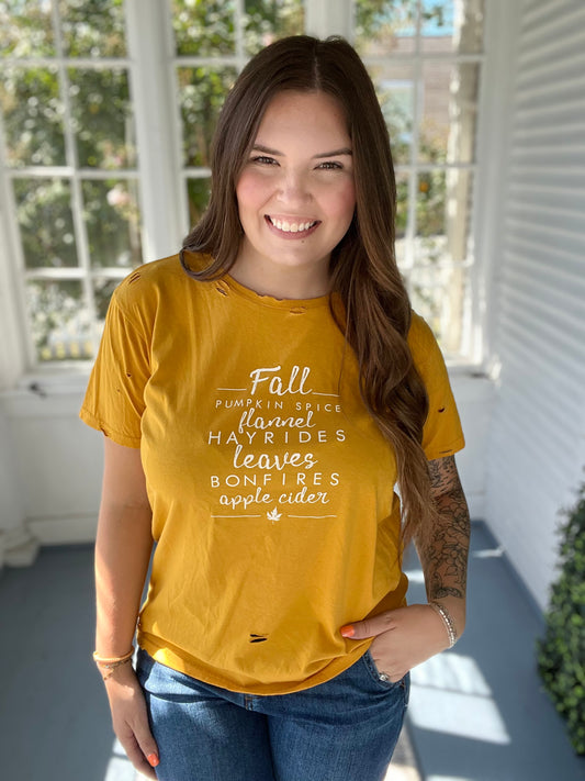 Distressed Fall Tshirt