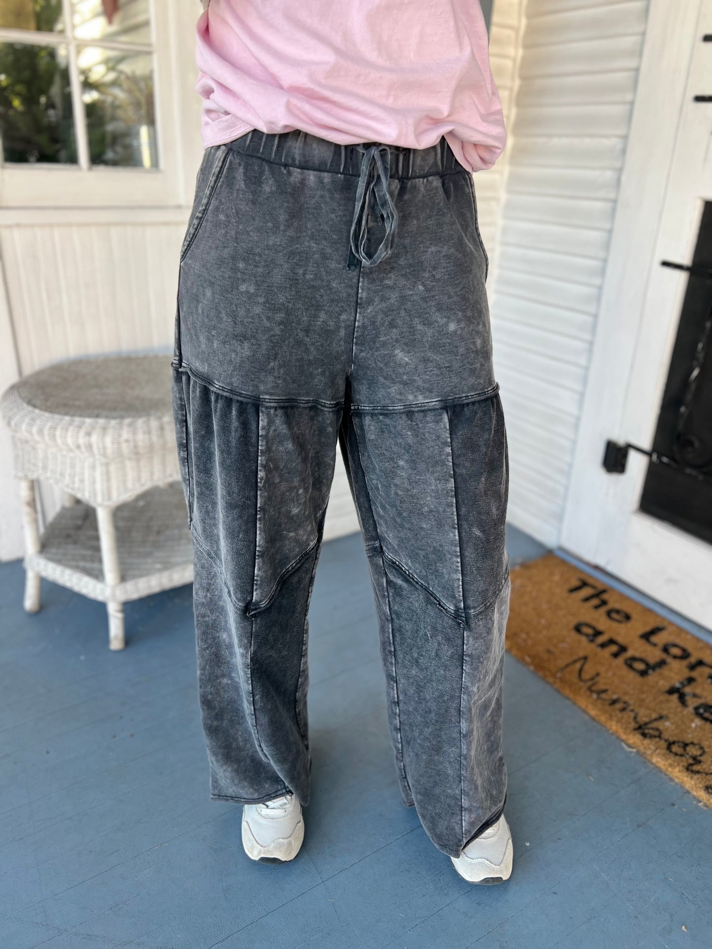 Mineral Wash Wide Leg Pant