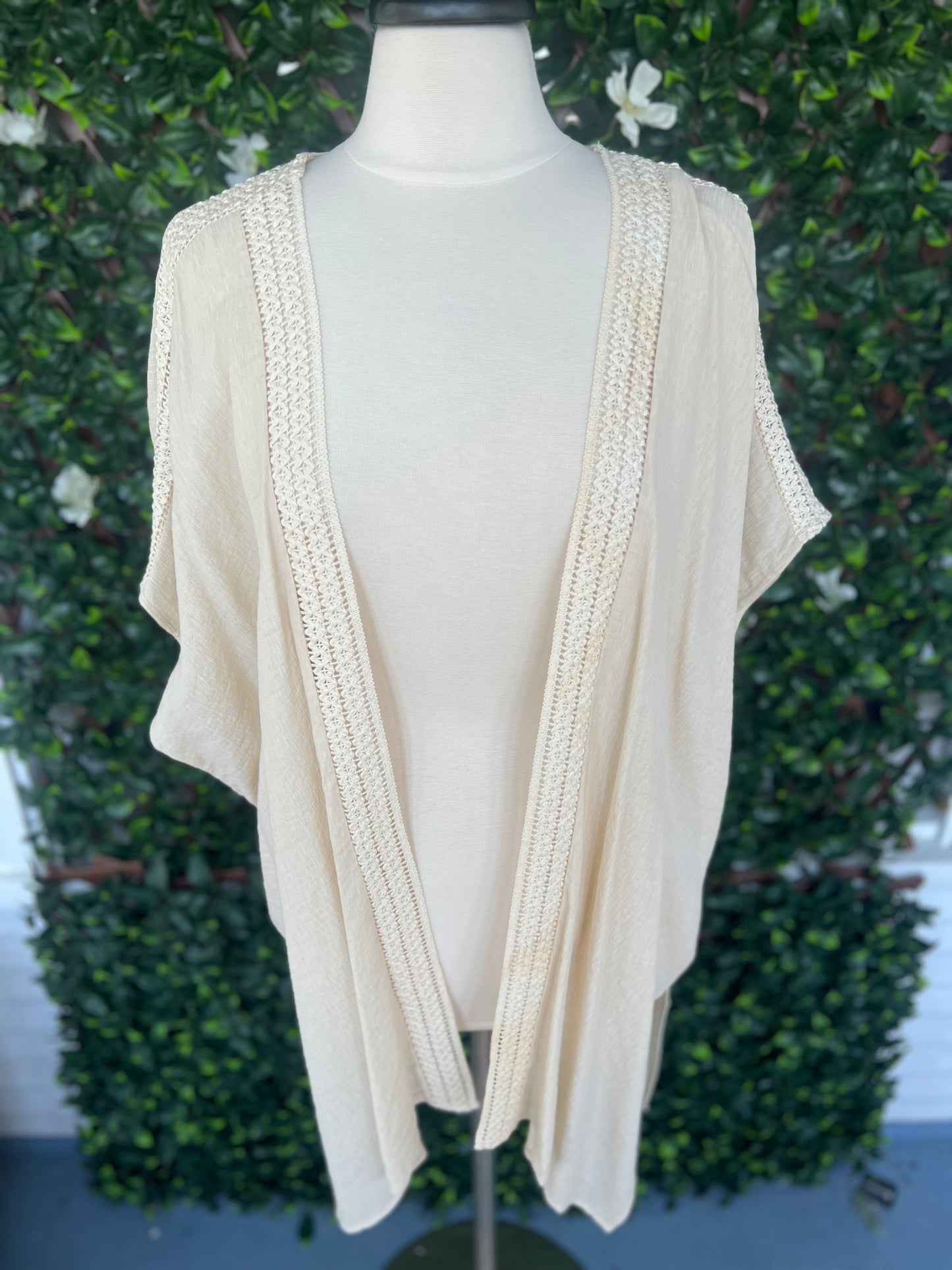 Crochet Trim SS Cardigan