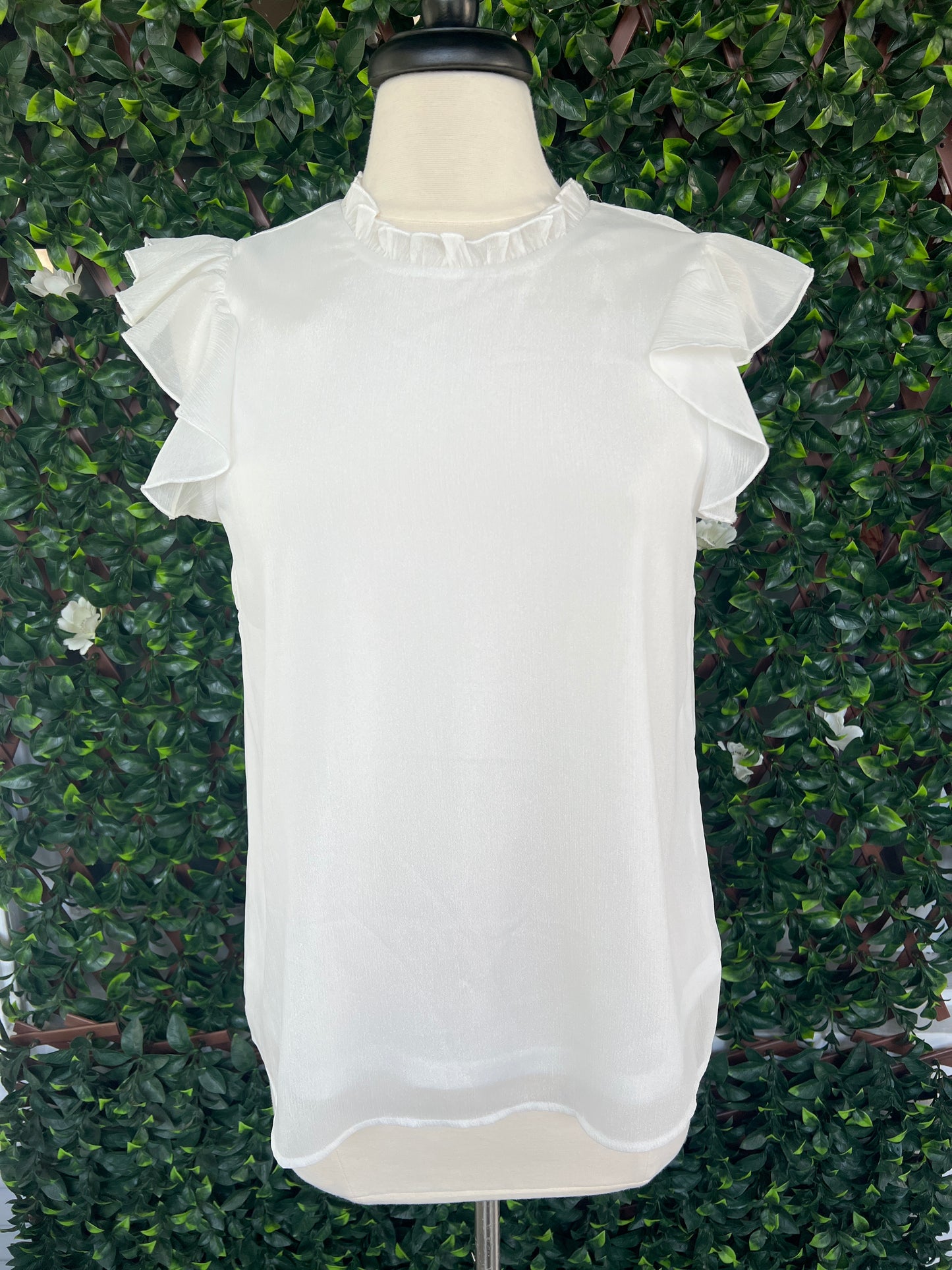 Shimmer Flutter Sleeve Blouse