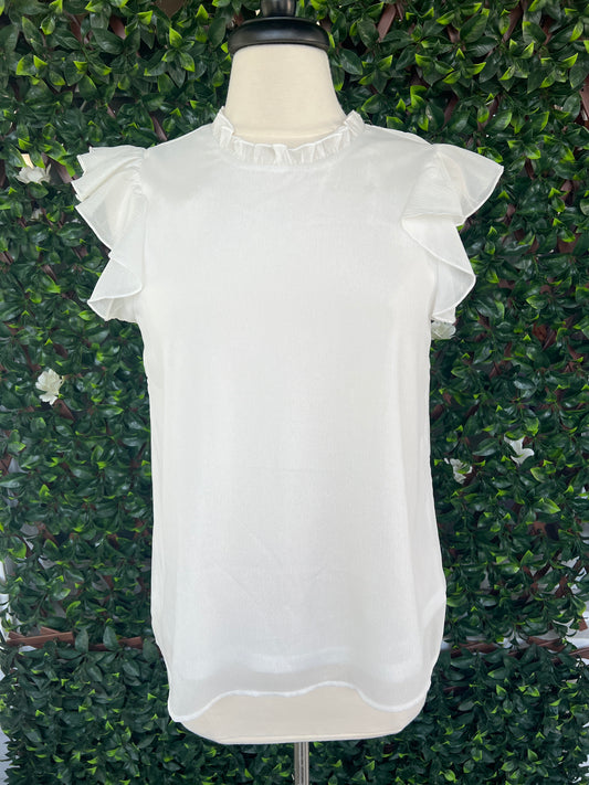 Shimmer Flutter Sleeve Blouse