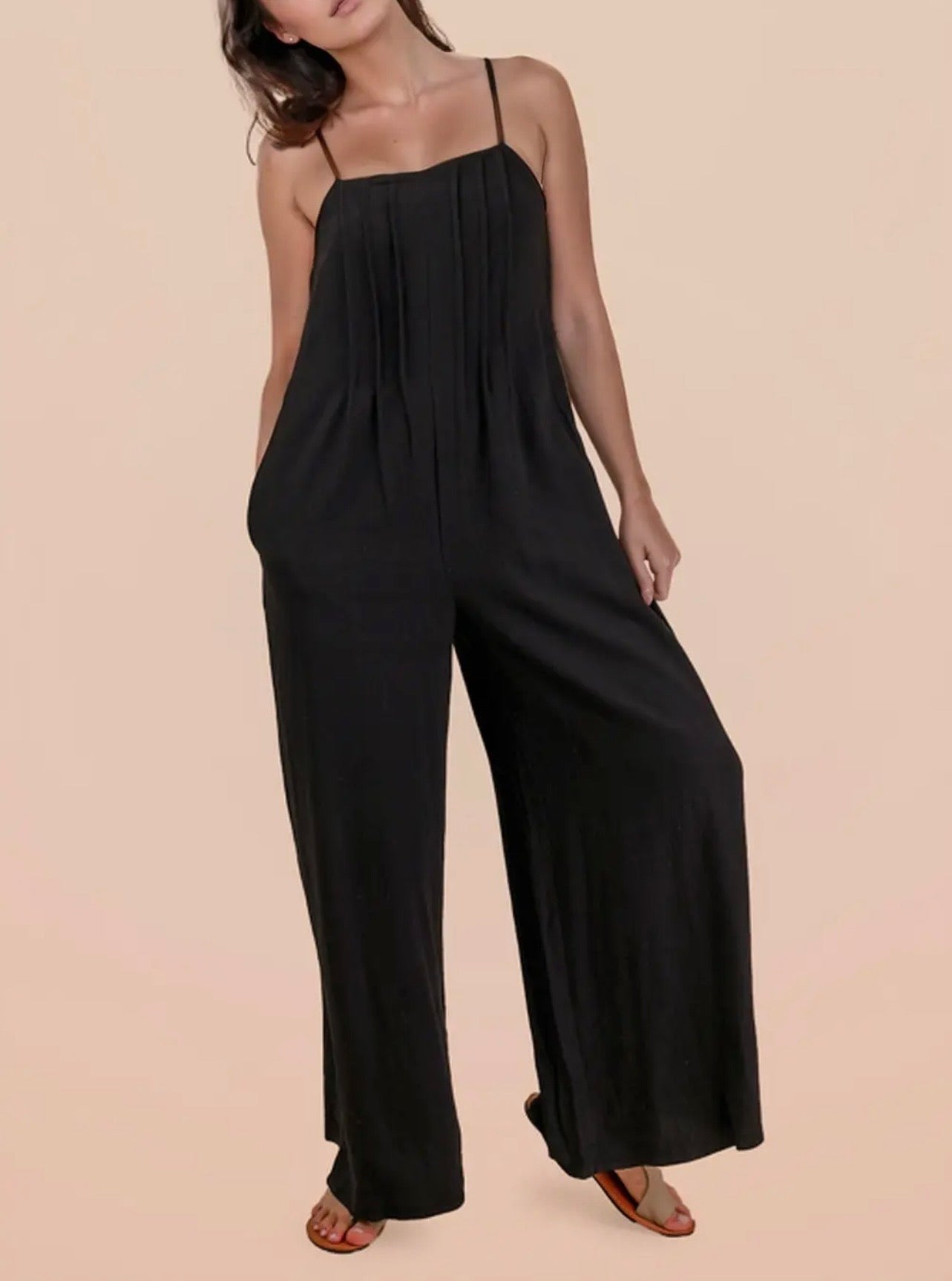 Sleeveless Pleated Detail Jumpsuit