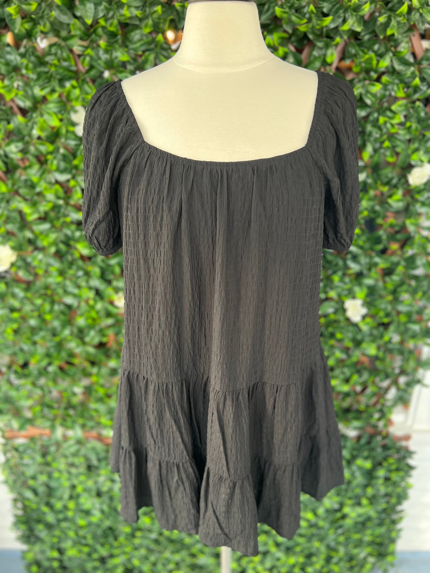 Black Bubble Sleeve Dress