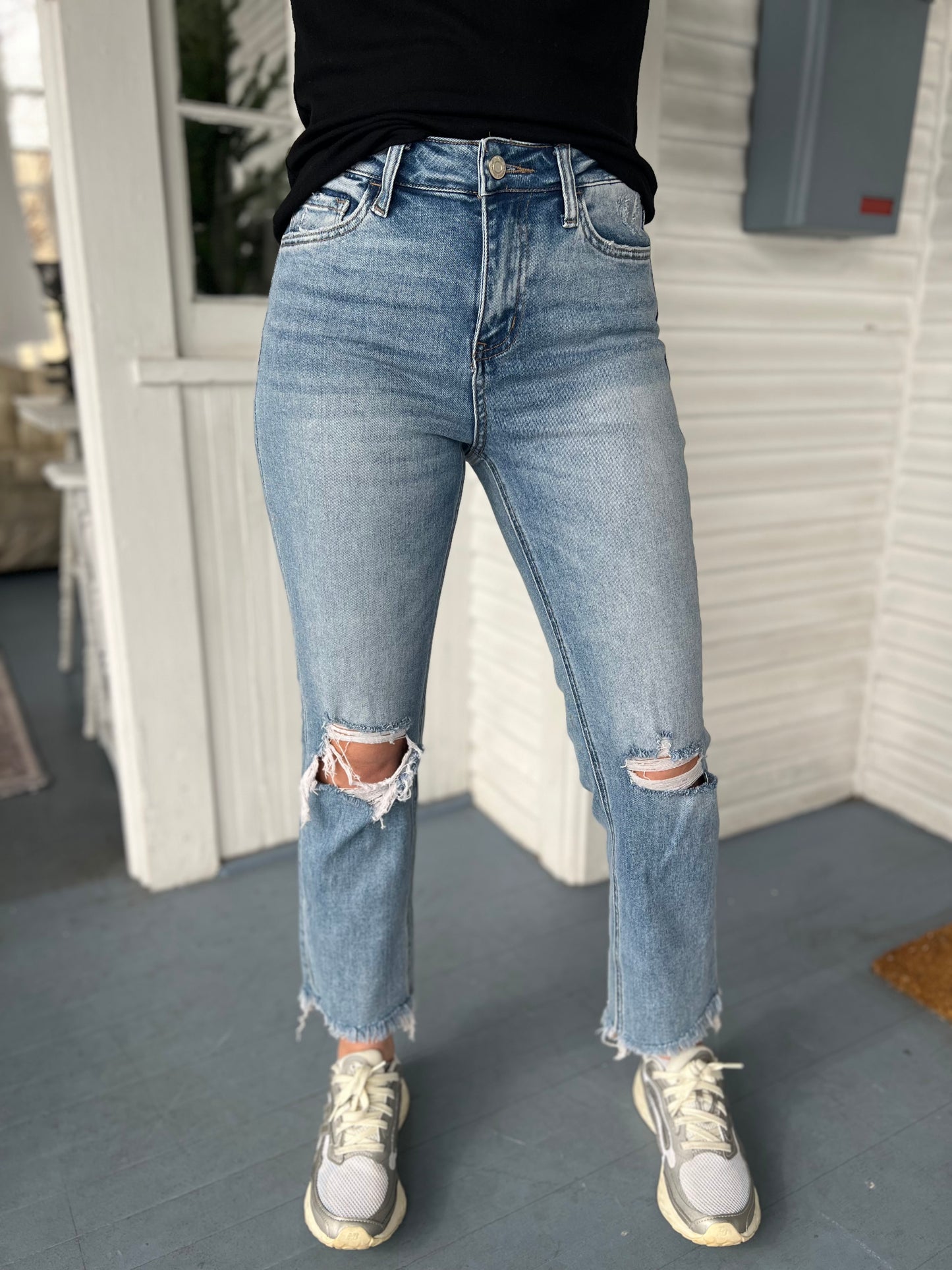 High Rise Stretch Slim Straight