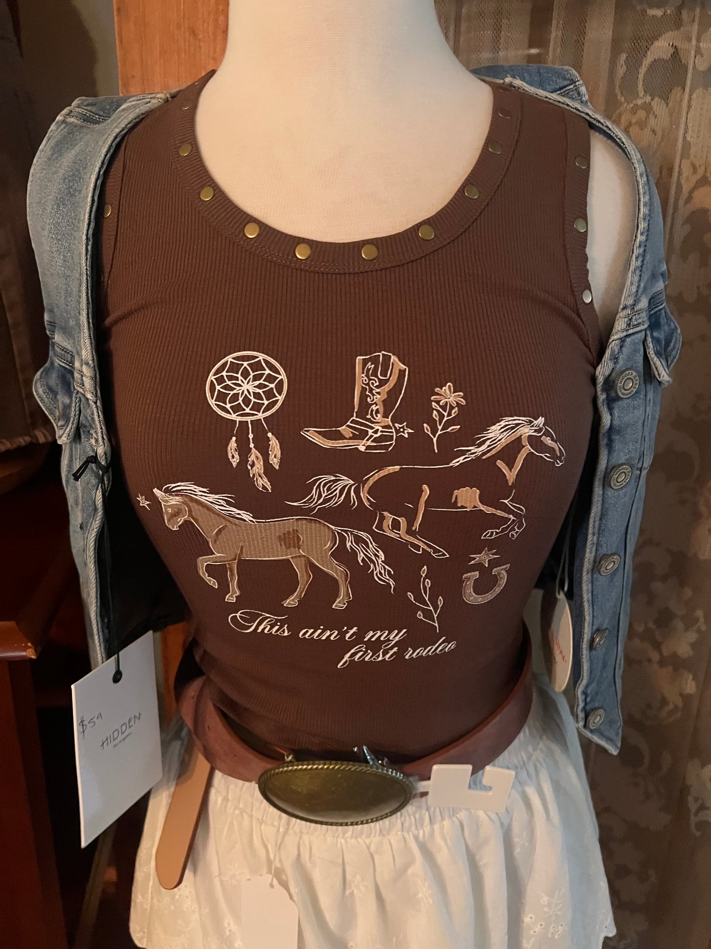 Studded Western Tank Top