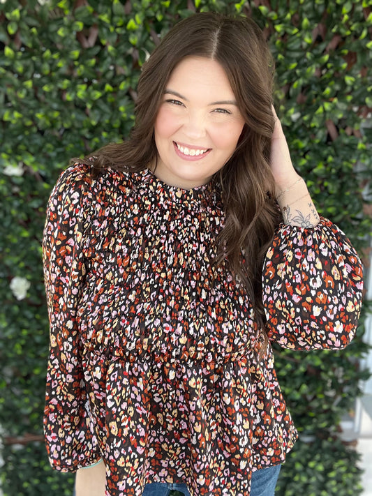 Smocked Peplum Blouse