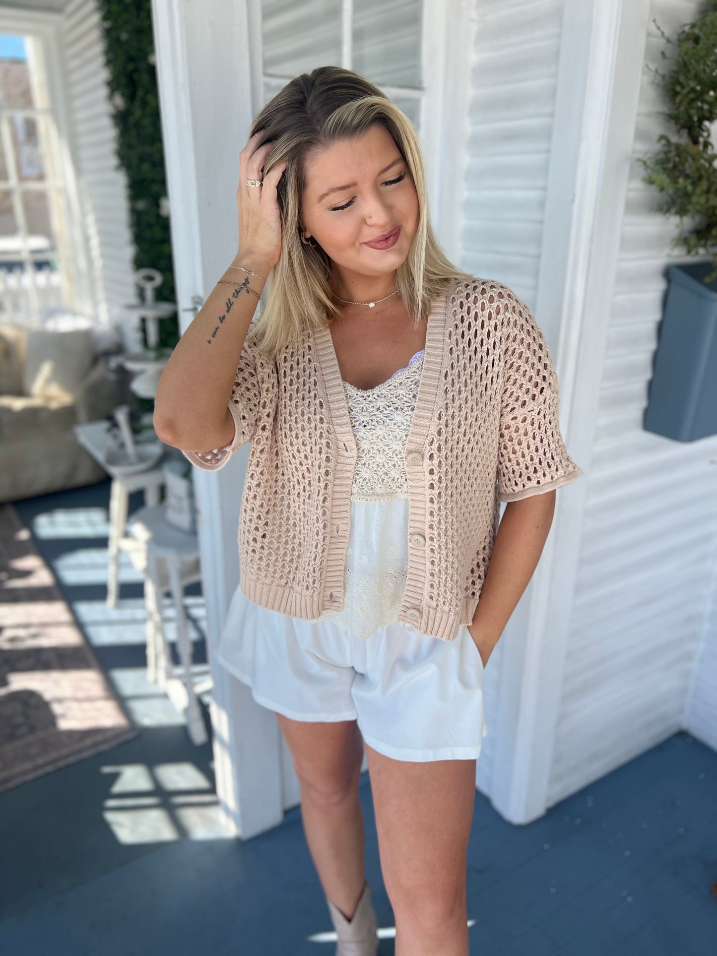 Textured Button Down Cardigan