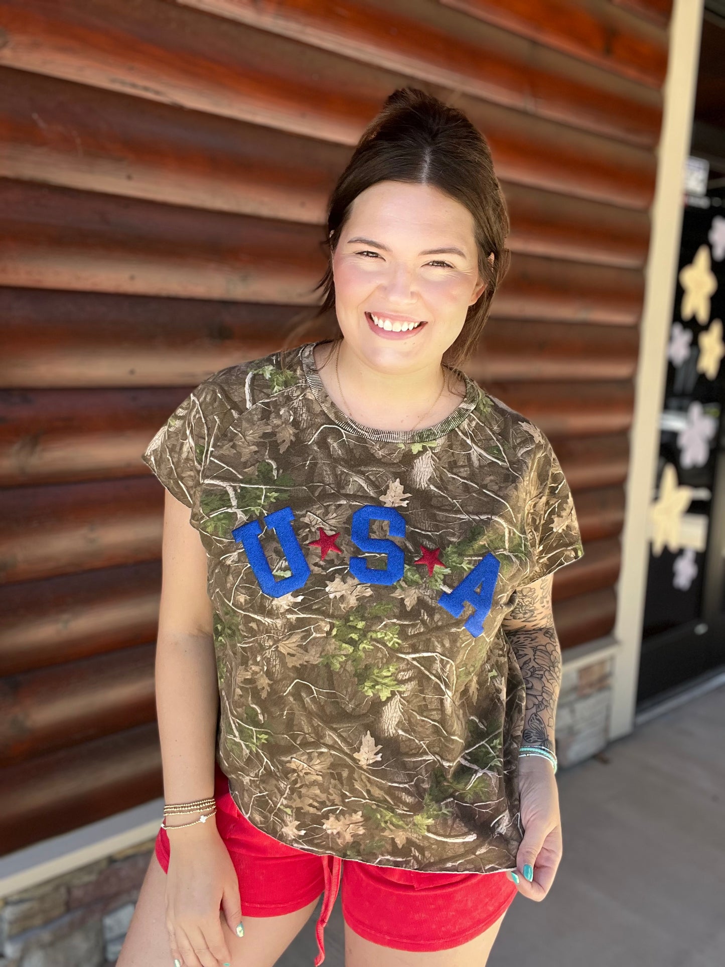 Camo USA SS Top