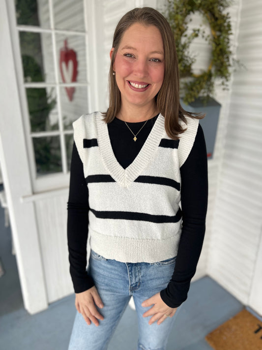 Stripe Knit Sweater Vest