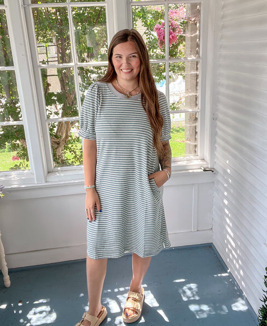 Gray Striped Dress