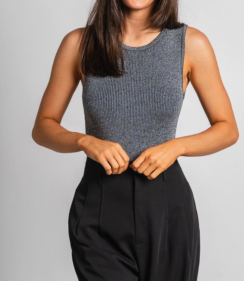 Sleeveless Metallic Bodysuit