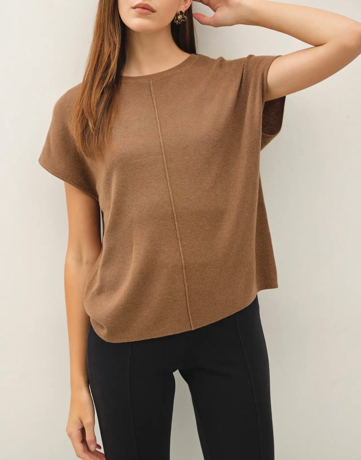 Wool Blended Cap Sleeve Sweater Top