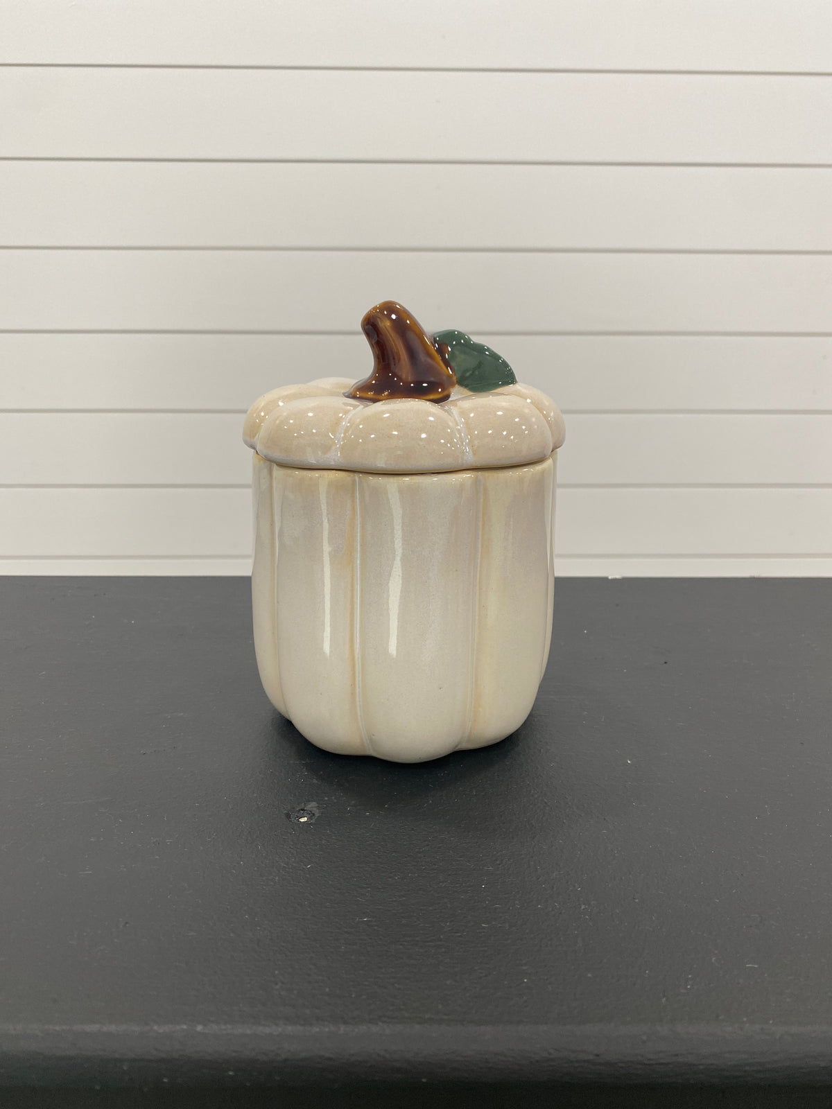 Tall White Pumpkin Treat Jar
