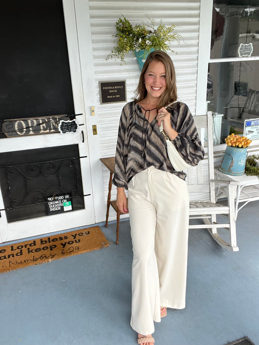 Zigzag Printed LS Blouse