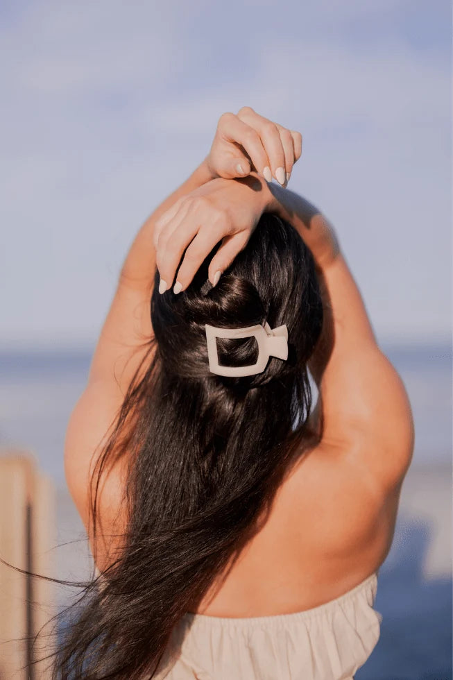 Almond Beige Flat Square Hair Clip