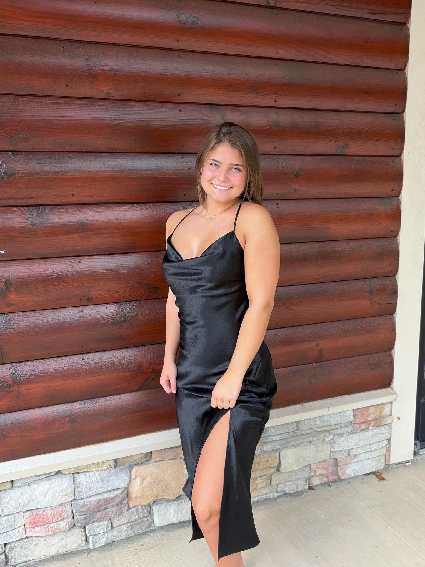 Cowl Neck Satin Slip Dress