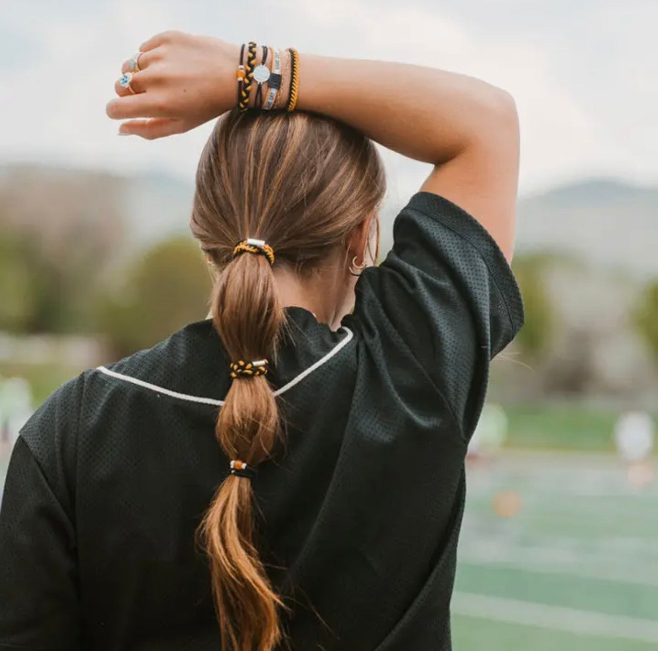“Game Day” Black/Gold Hair Tie Bracelets