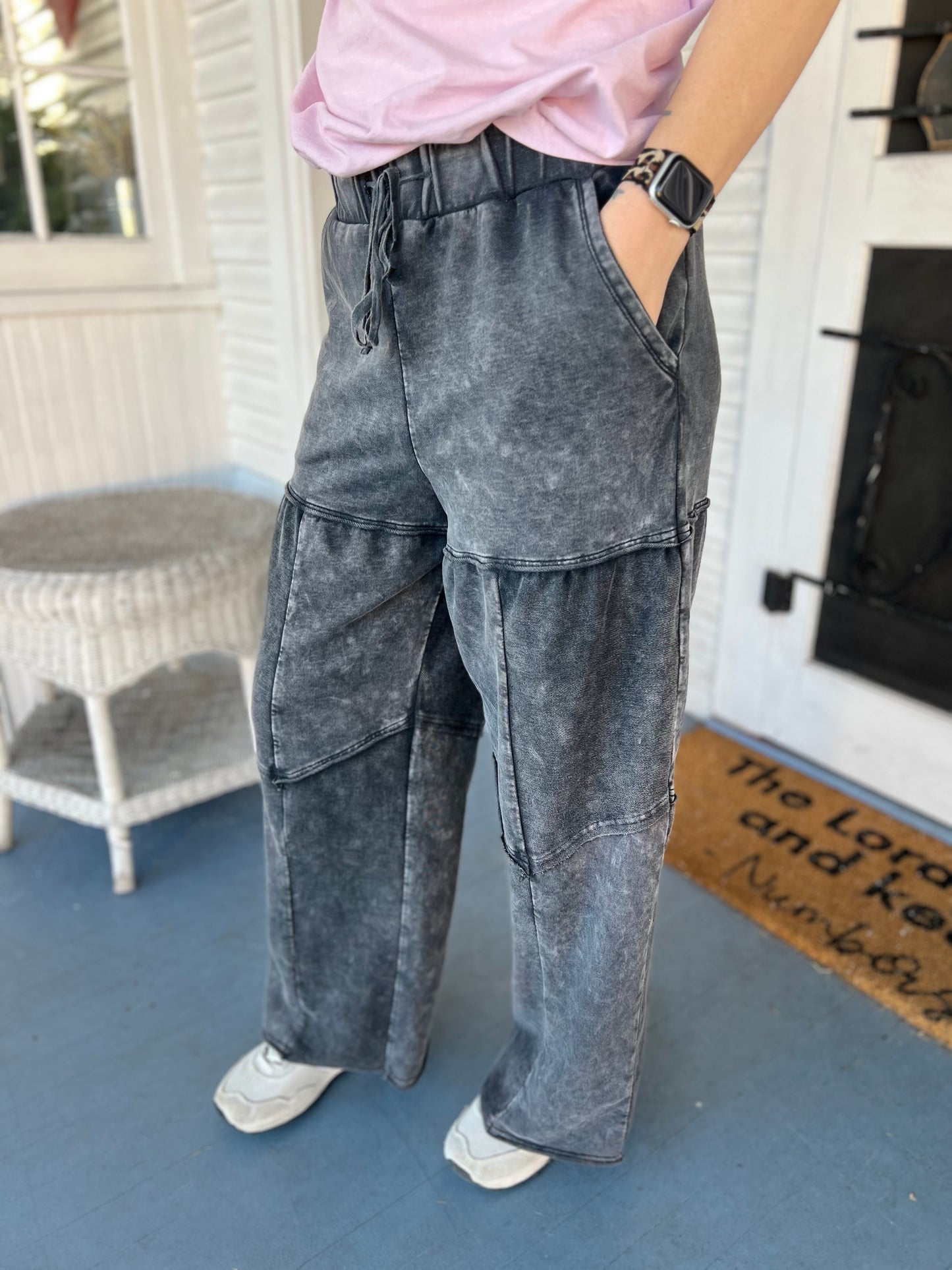 Mineral Wash Wide Leg Pant