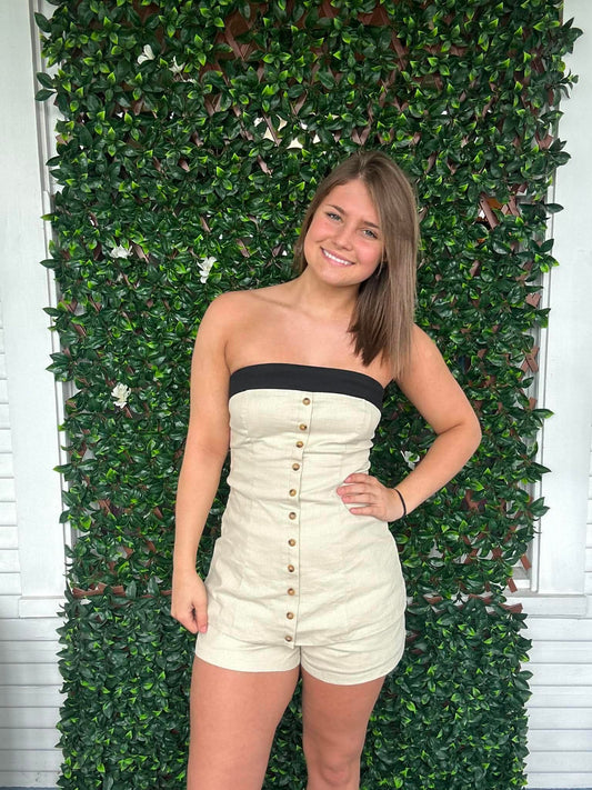 Strapless Contrast Edge Top & Shorts Set