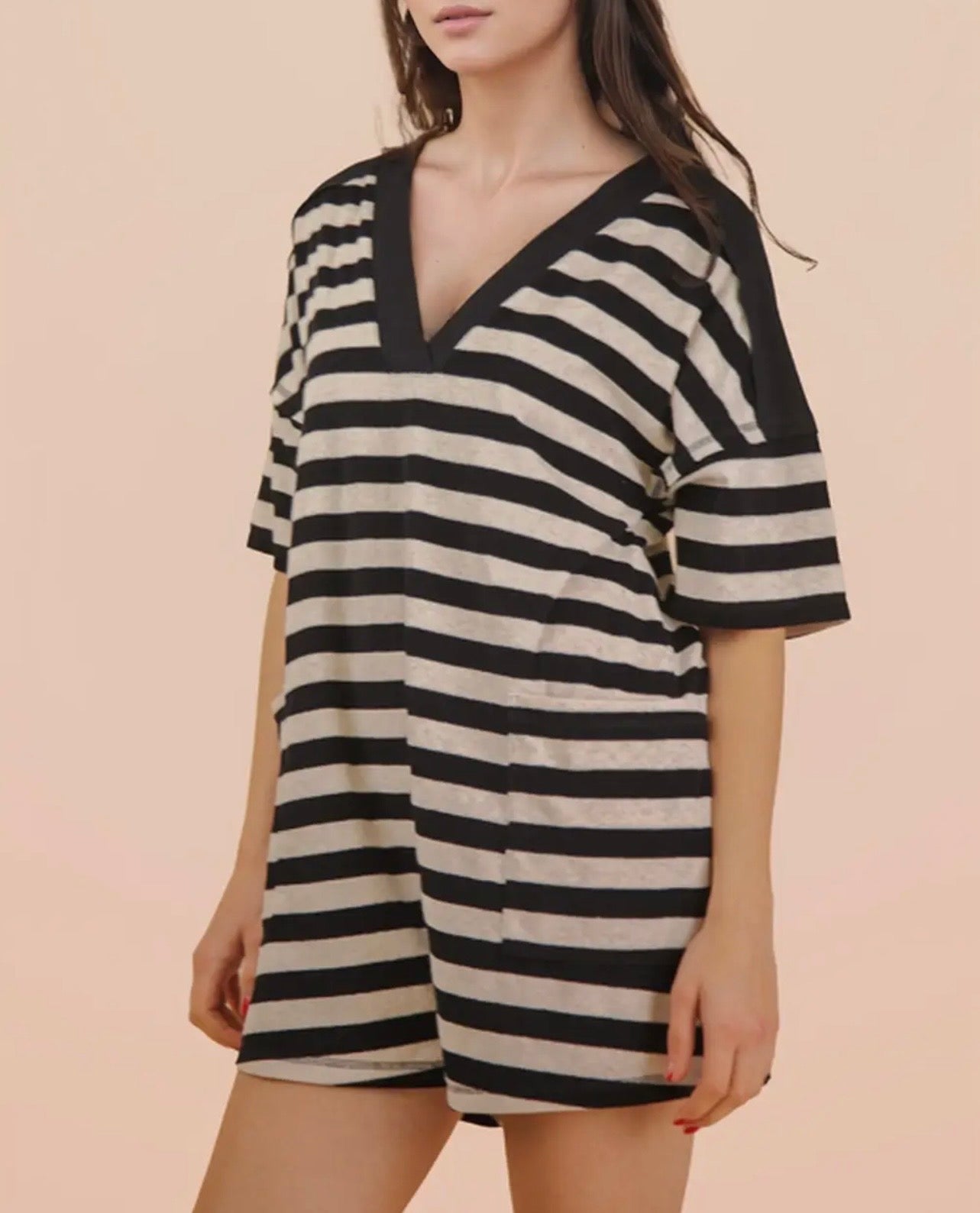 Stripe Casual Knit Romper