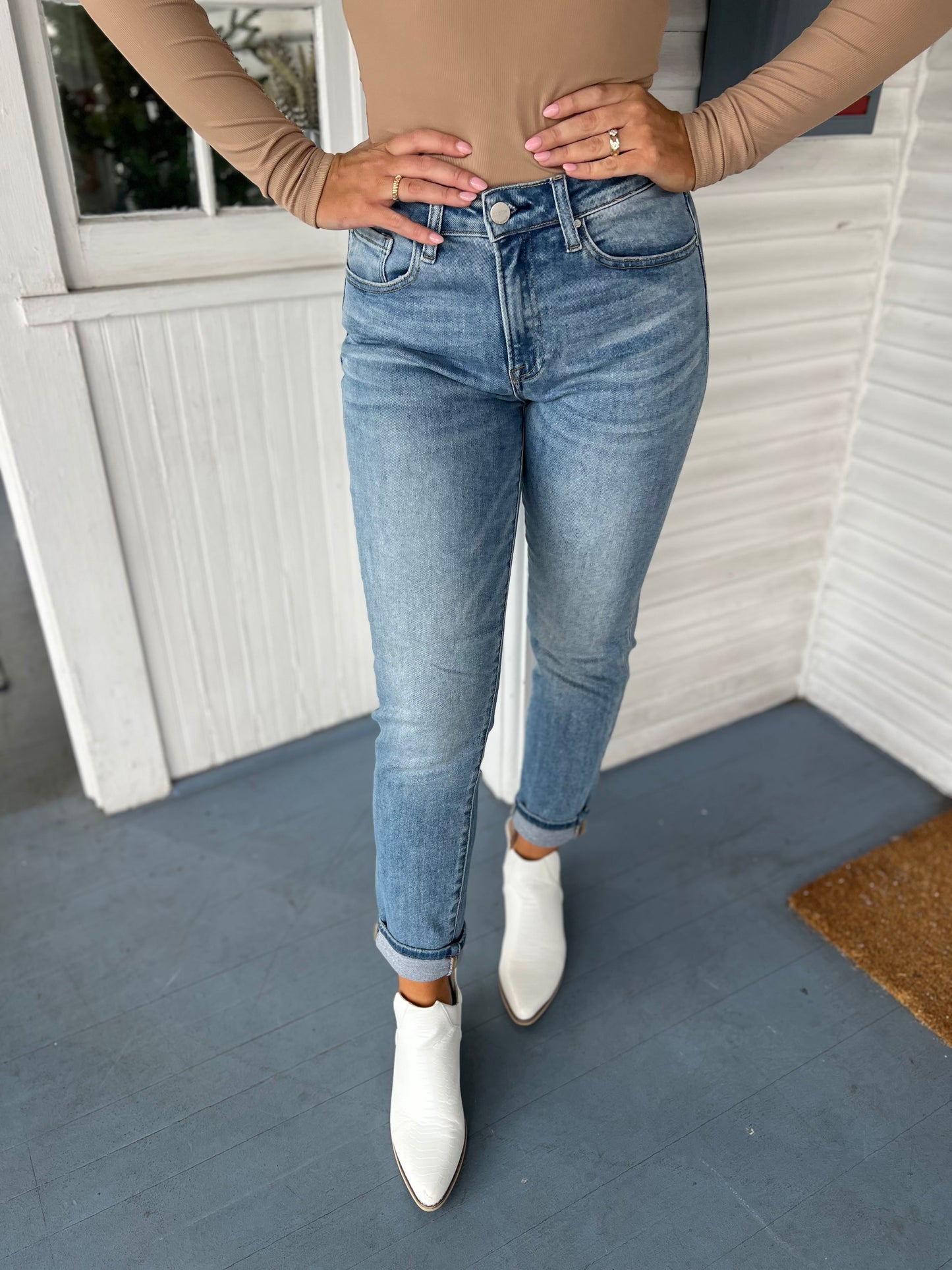 Mid Rise Relaxed Skinny Jeans
