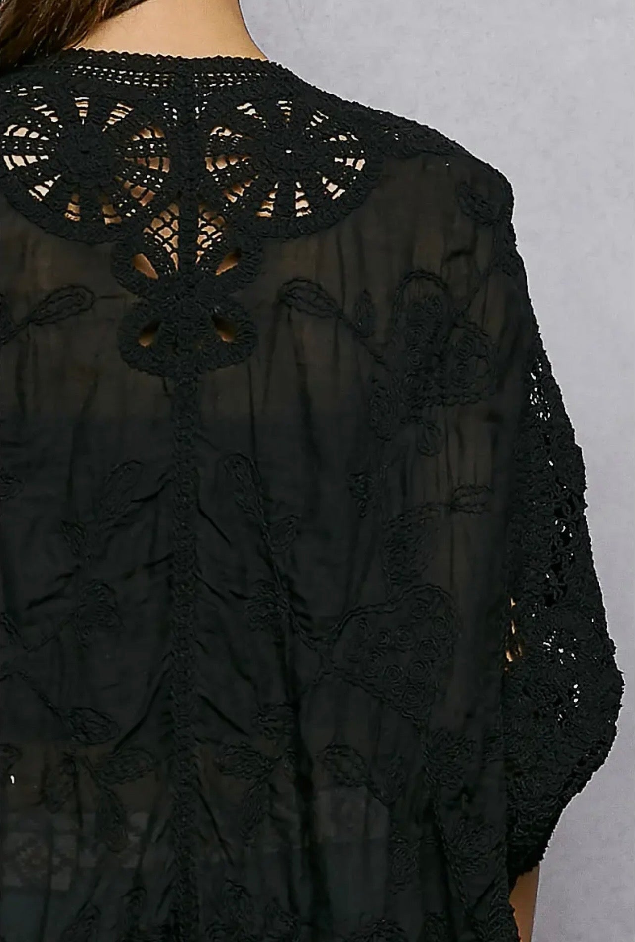 Batwing Button Down Crochet Cardigan