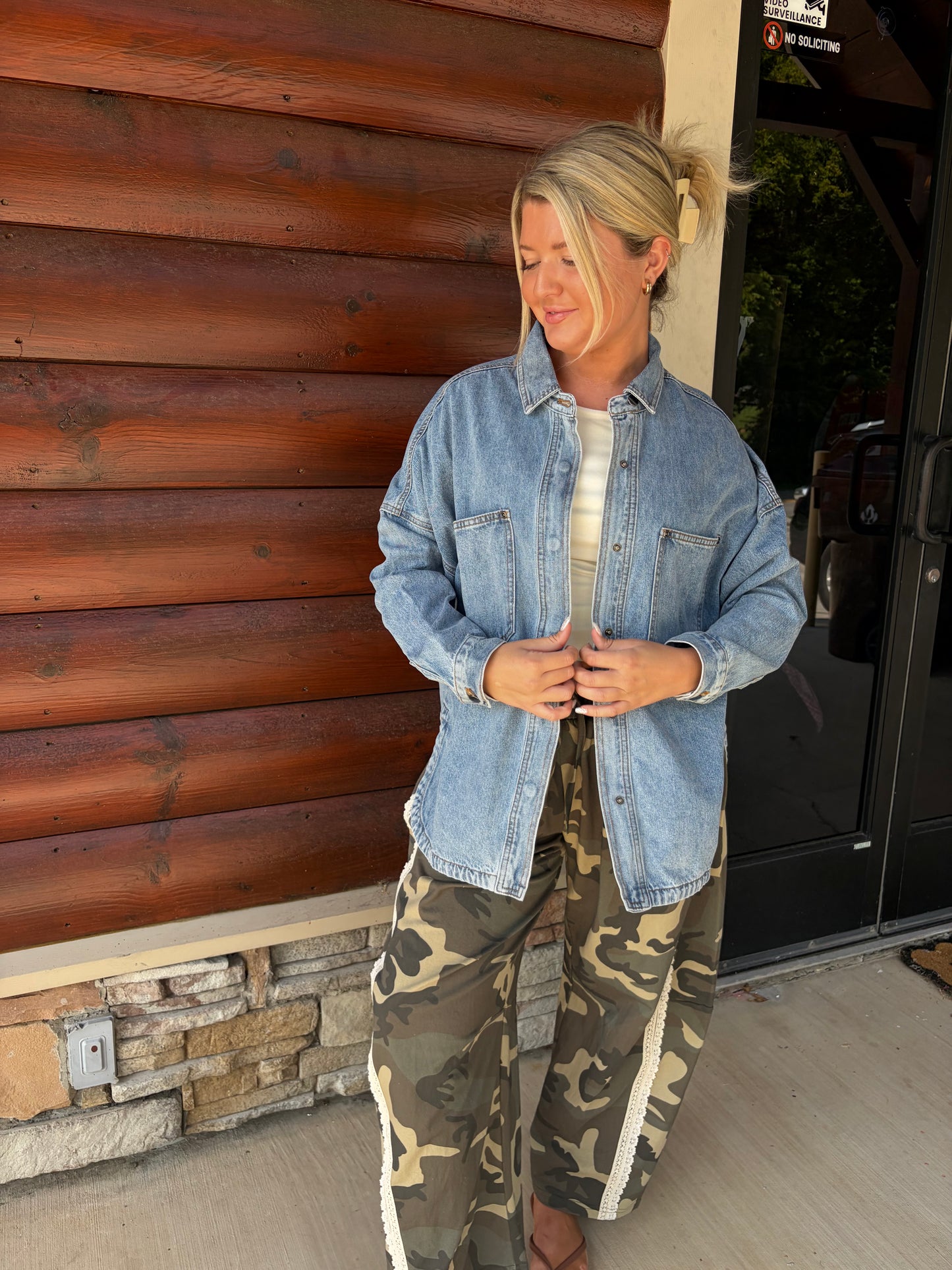 Washed Snap Button Denim Shacket
