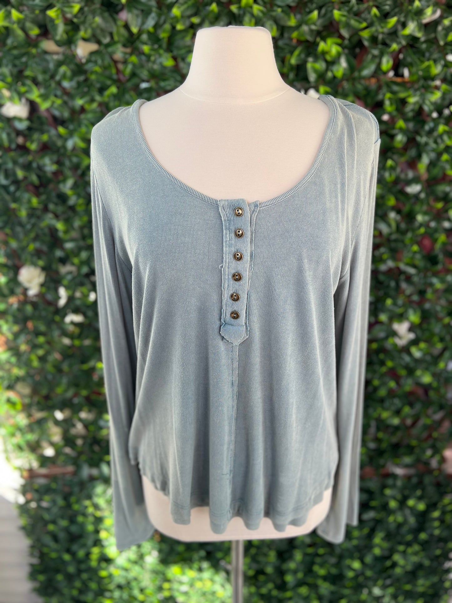 Ribbed Scoop Neck LS Top