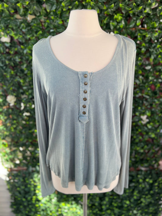 Ribbed Scoop Neck LS Top