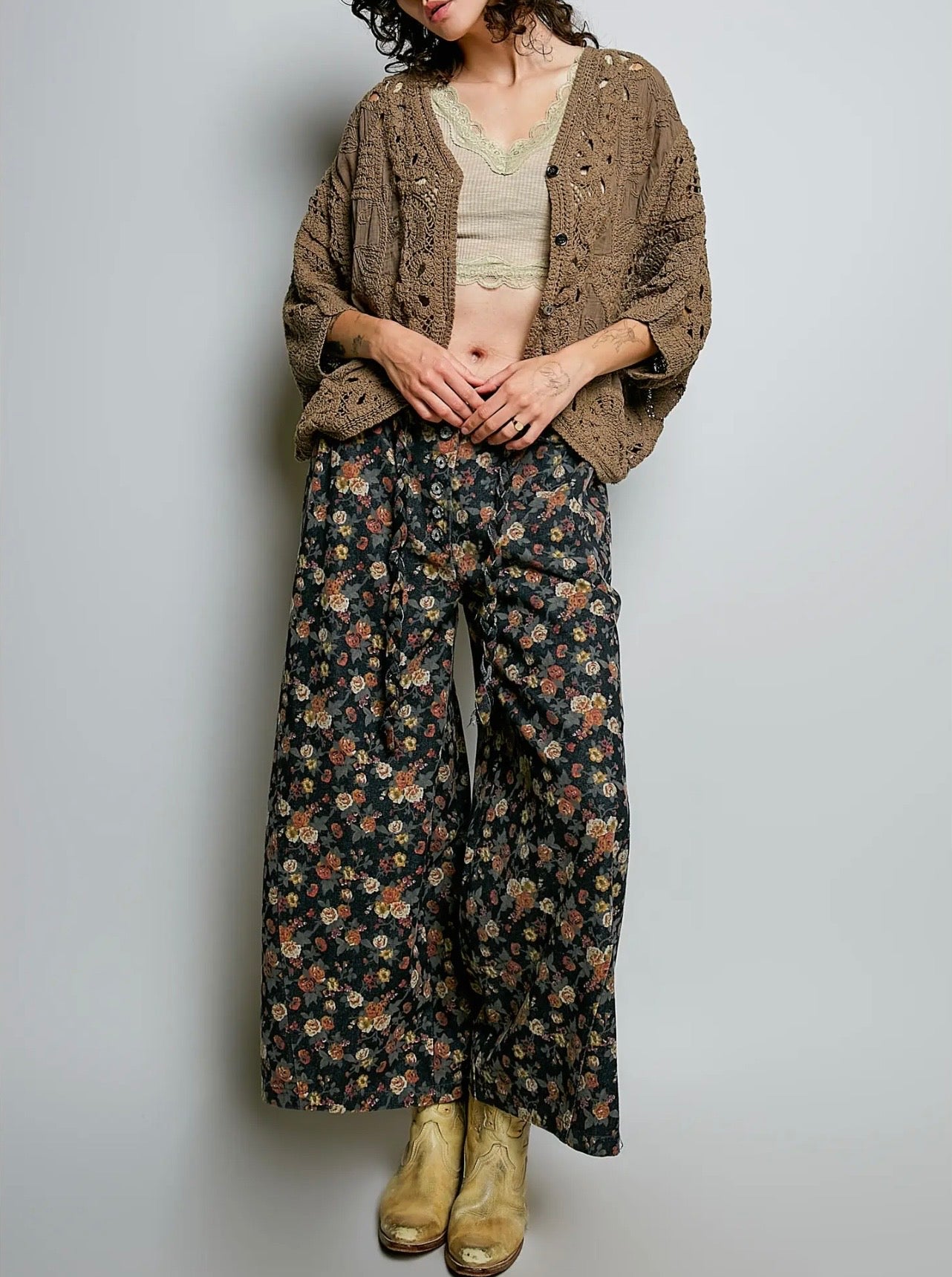 Batwing Button Down Crochet Cardigan