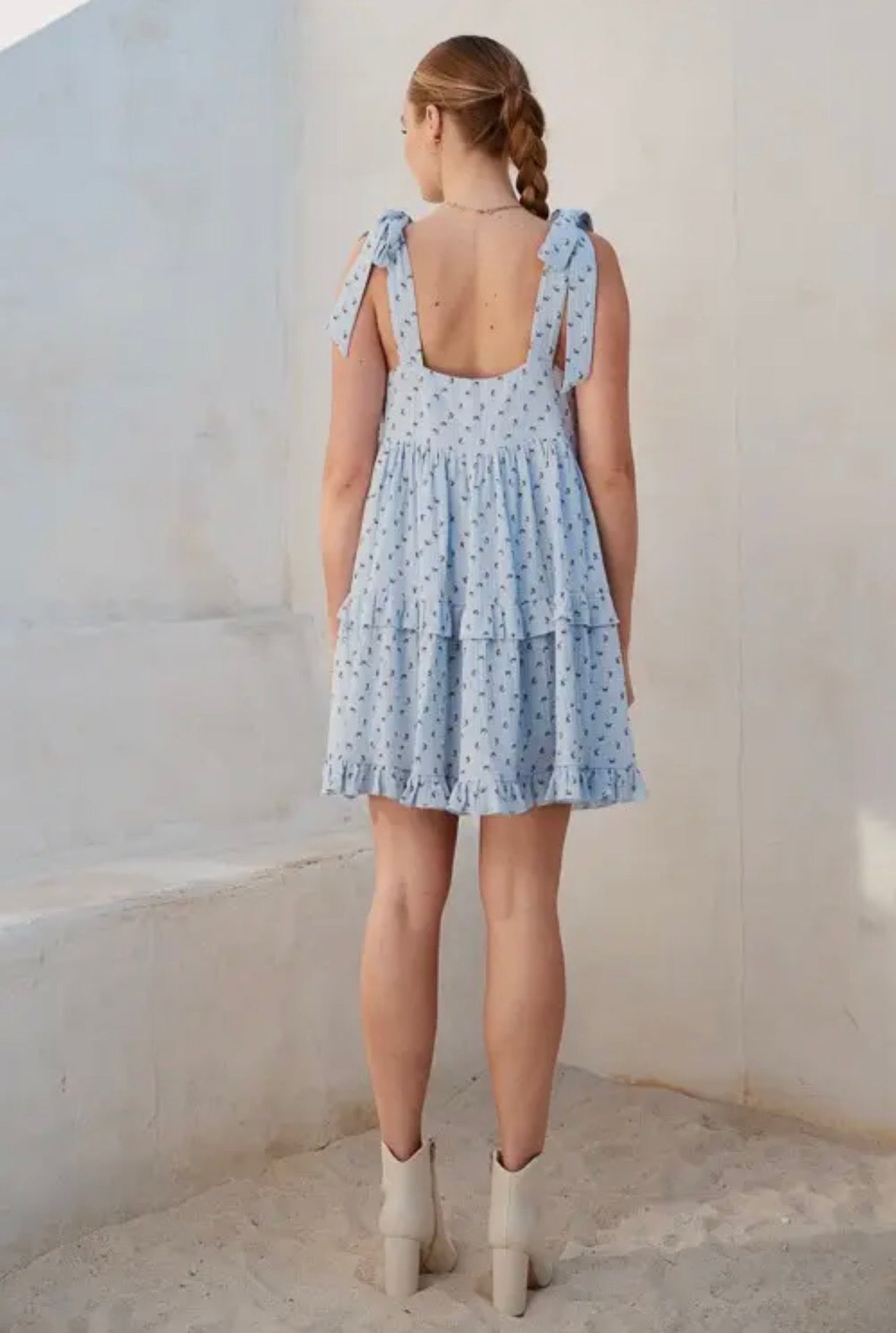 Floral Square Neck Ruffle Mini