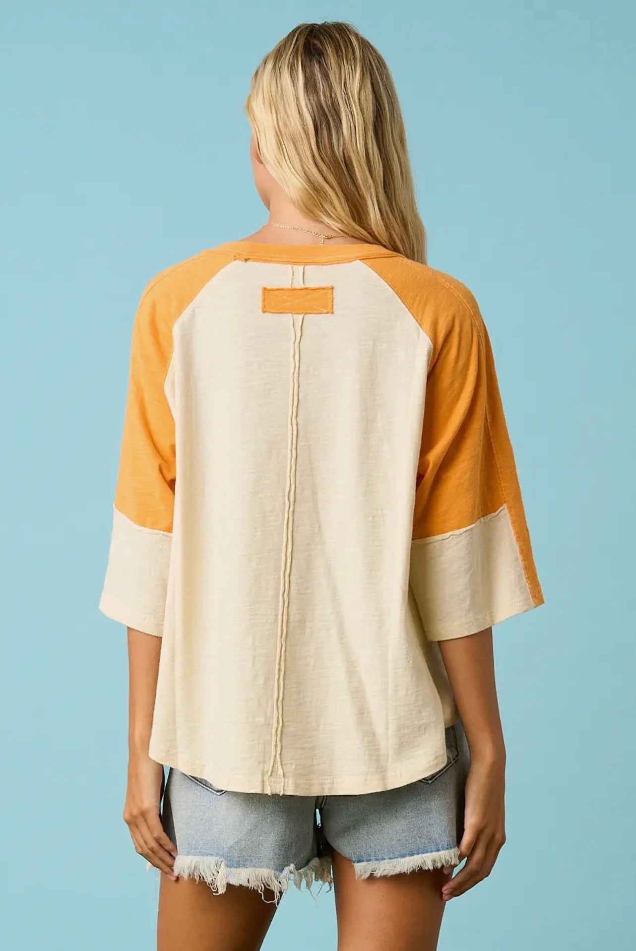 Football Patch SS Colorblock Top