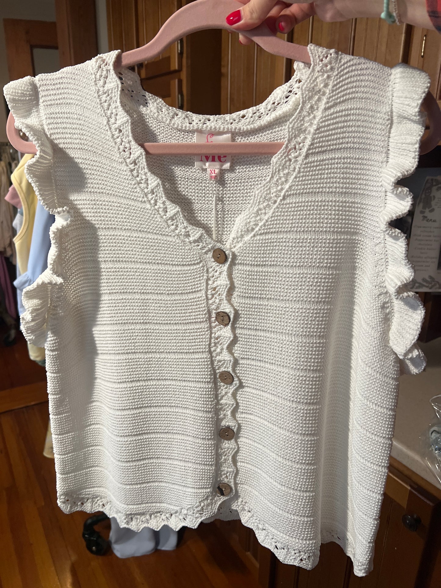 Crochet Knit Button Vest