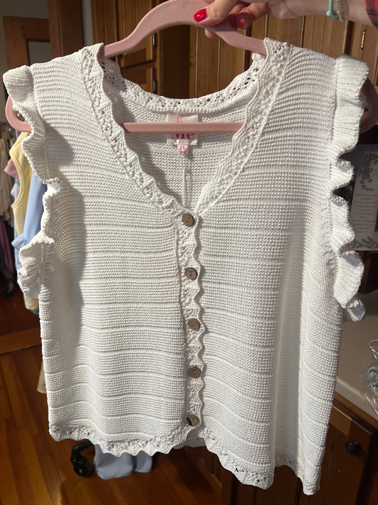Crochet Knit Button Vest