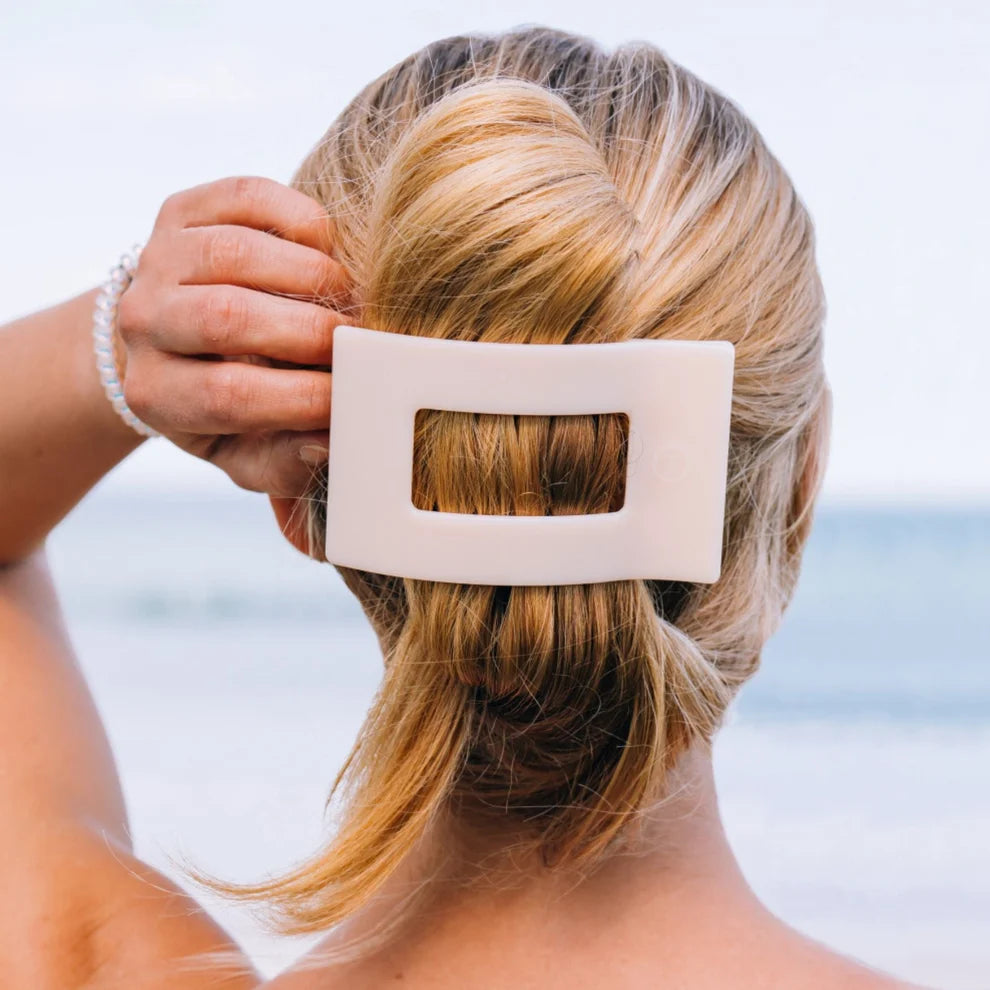 Almond Beige Flat Rectangle Hair Clip