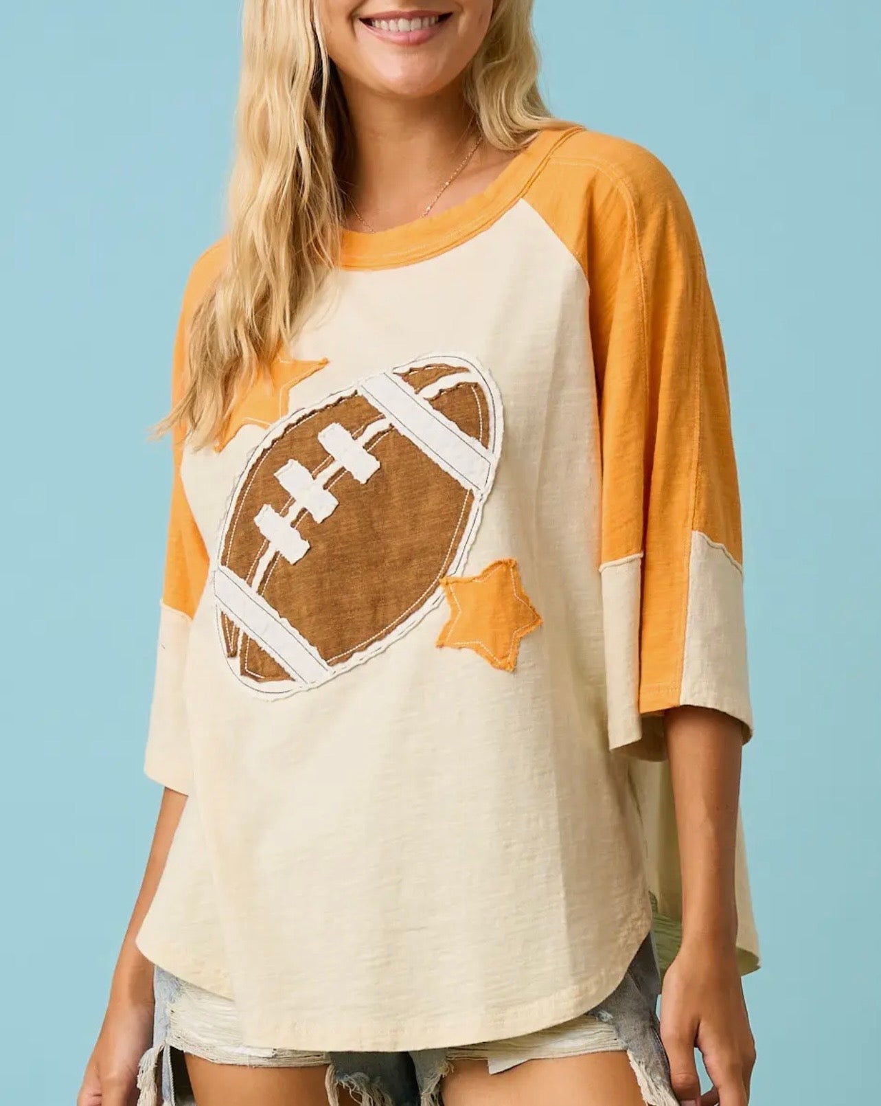 Football Patch SS Colorblock Top