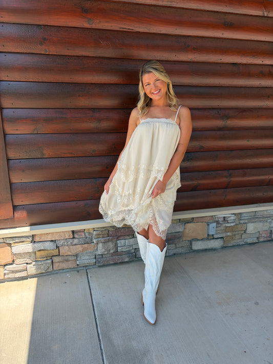 Handkerchief Hem Lace Dress