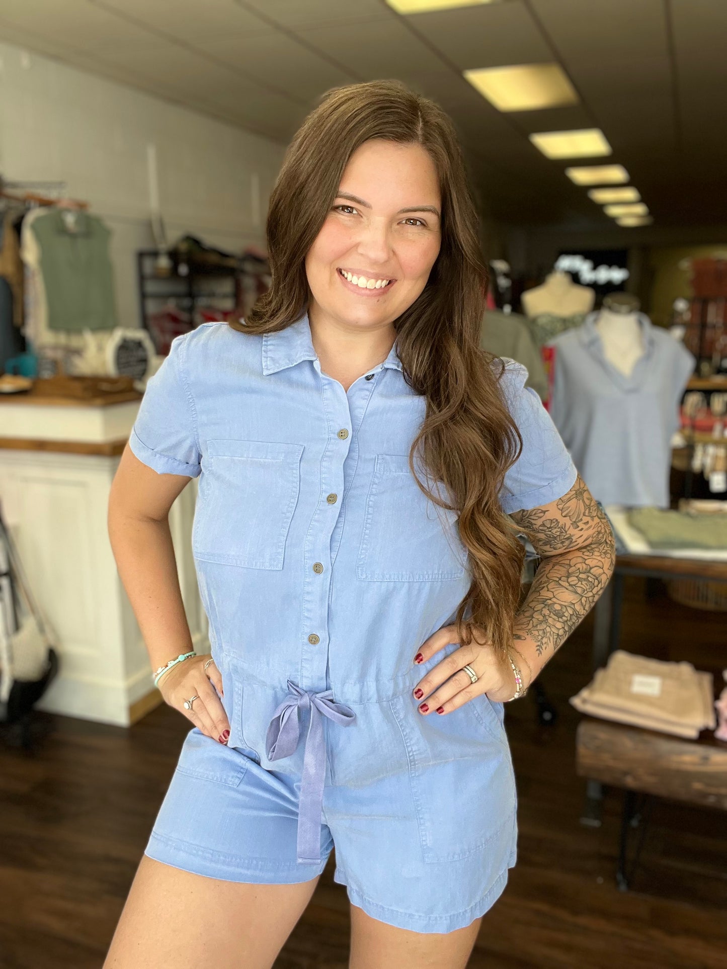 Button Down Utility Romper