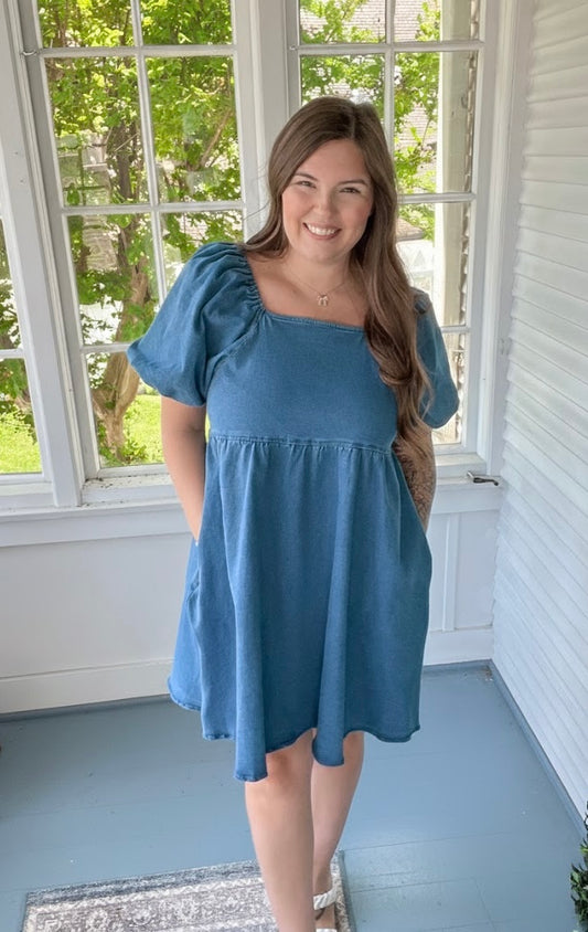 Denim Puff Sleeve Dress