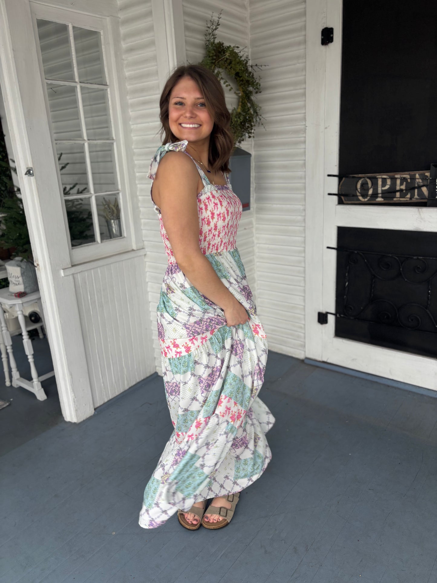 Smocked Patchwork Maxi