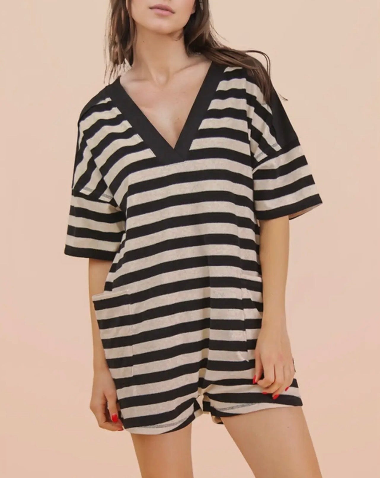 Stripe Casual Knit Romper